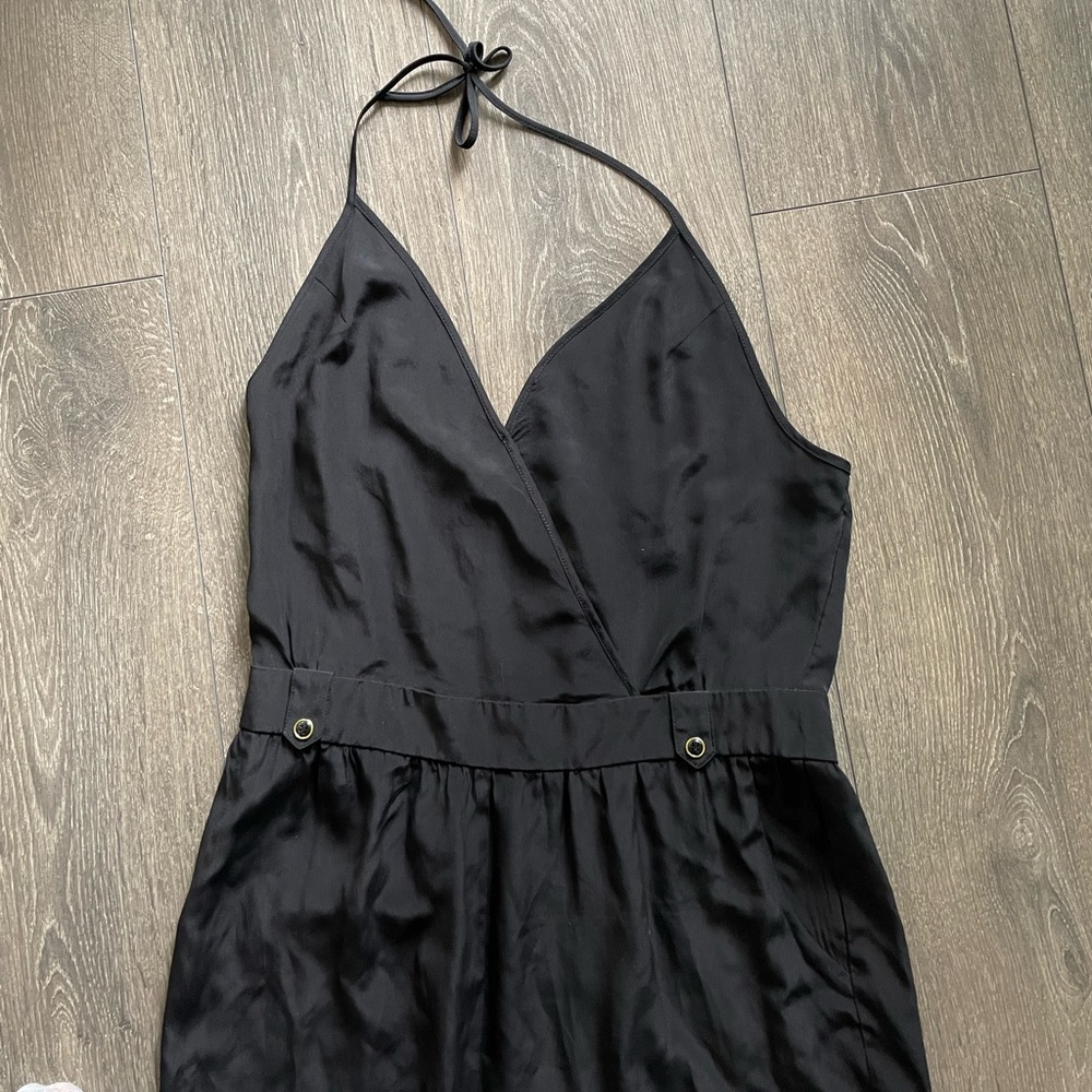Black silk halter jumpsuit